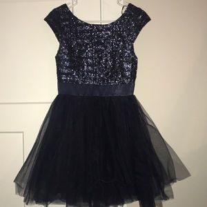 navy sequin top and tutu bottom formal dress